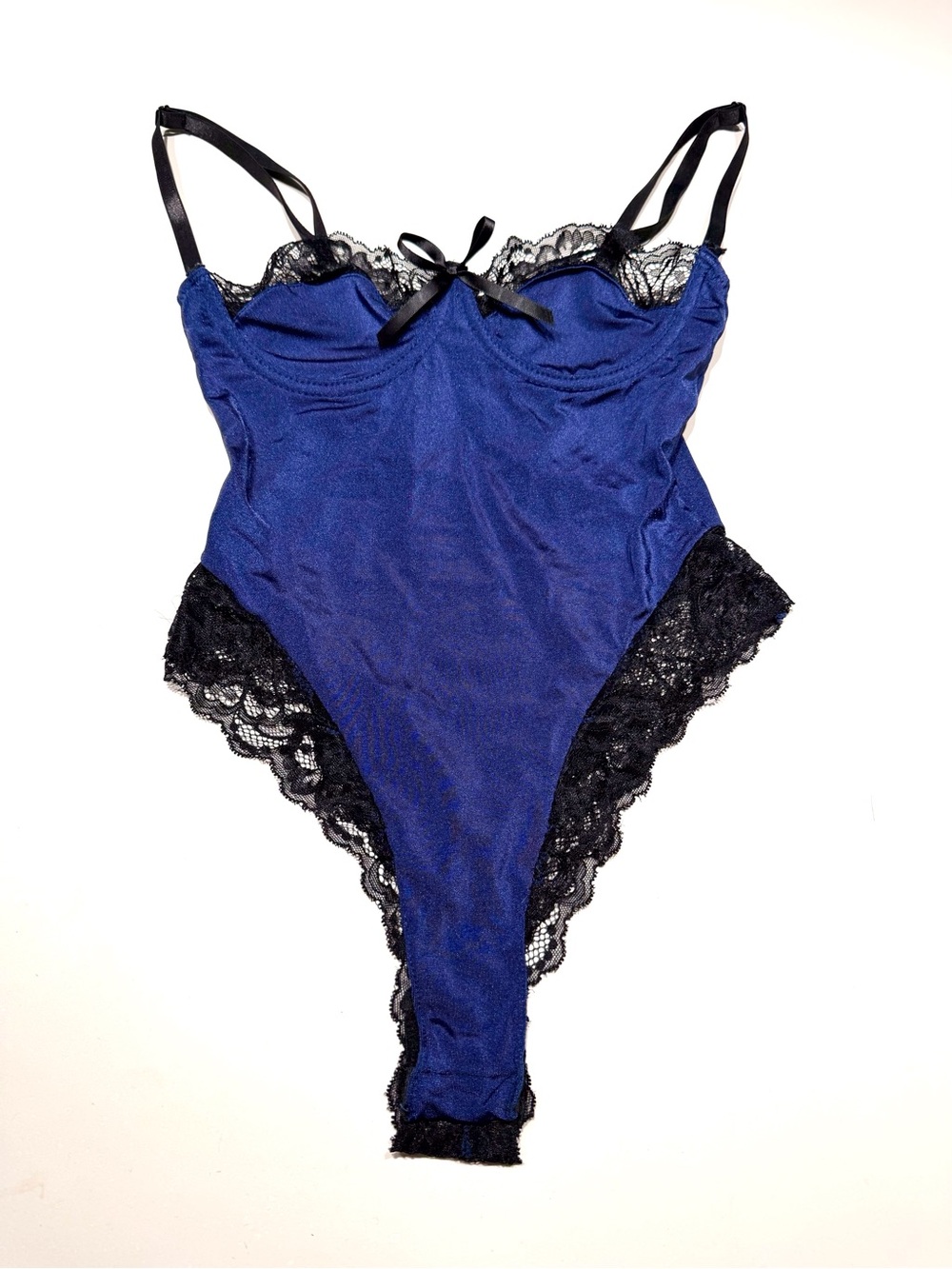 Royal Blue & Black Lace Bodysuit XS